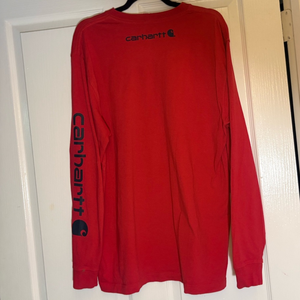 Carhartt Men's Long-Sleeve Crewneck Tee in Red - Picture 3 of 7